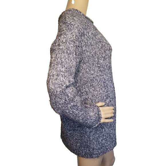 J Jill Roll Neck Blue Marled Pullover Sweater Pockets Medium Center Seams    T51 - Picture 2 of 9